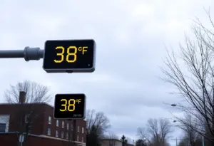 Winter weather in Lexington, Kentucky with cloudy skies.