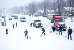 Residents of Lexington clearing snow and supporting each other during winter storm