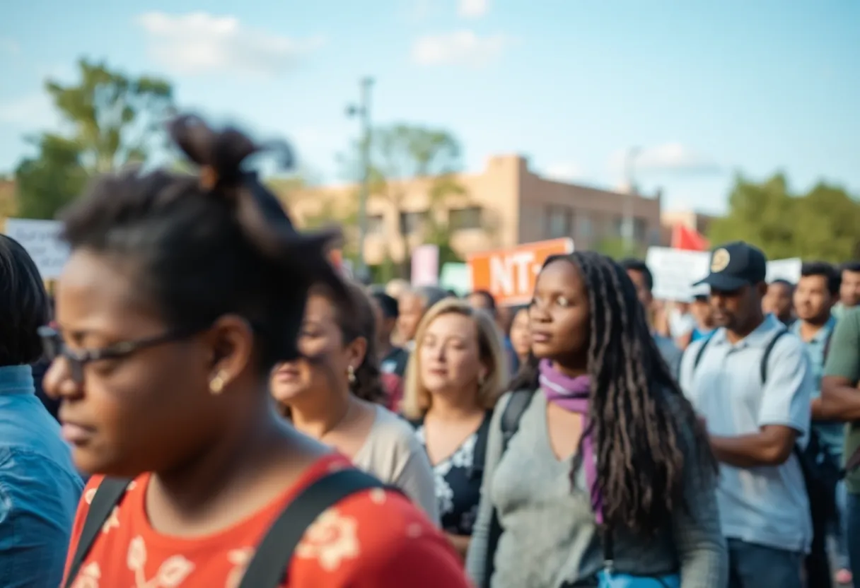 Community members united for a cause related to a missing person.