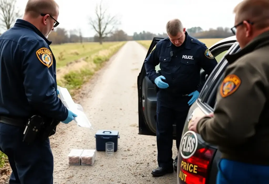 Law enforcement officers investigating a vehicle for drug trafficking evidence