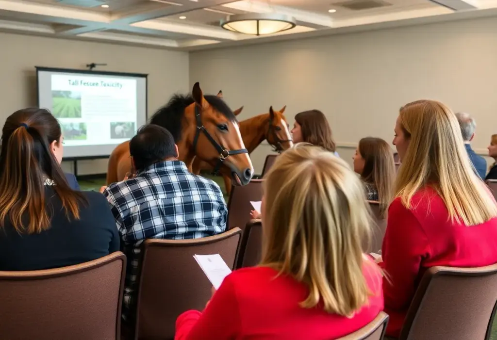 Participants discussing tall fescue toxicity in a workshop setting