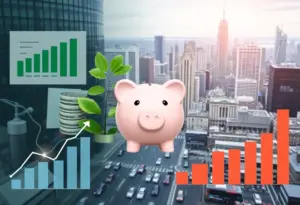 Collage depicting financial strategies including savings and budgeting