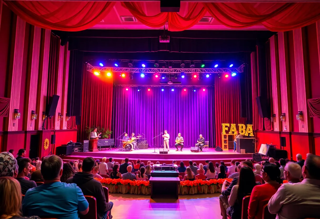 Theater stage set for Hadestown musical performance