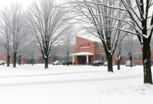 A snowy Kentucky school during winter season