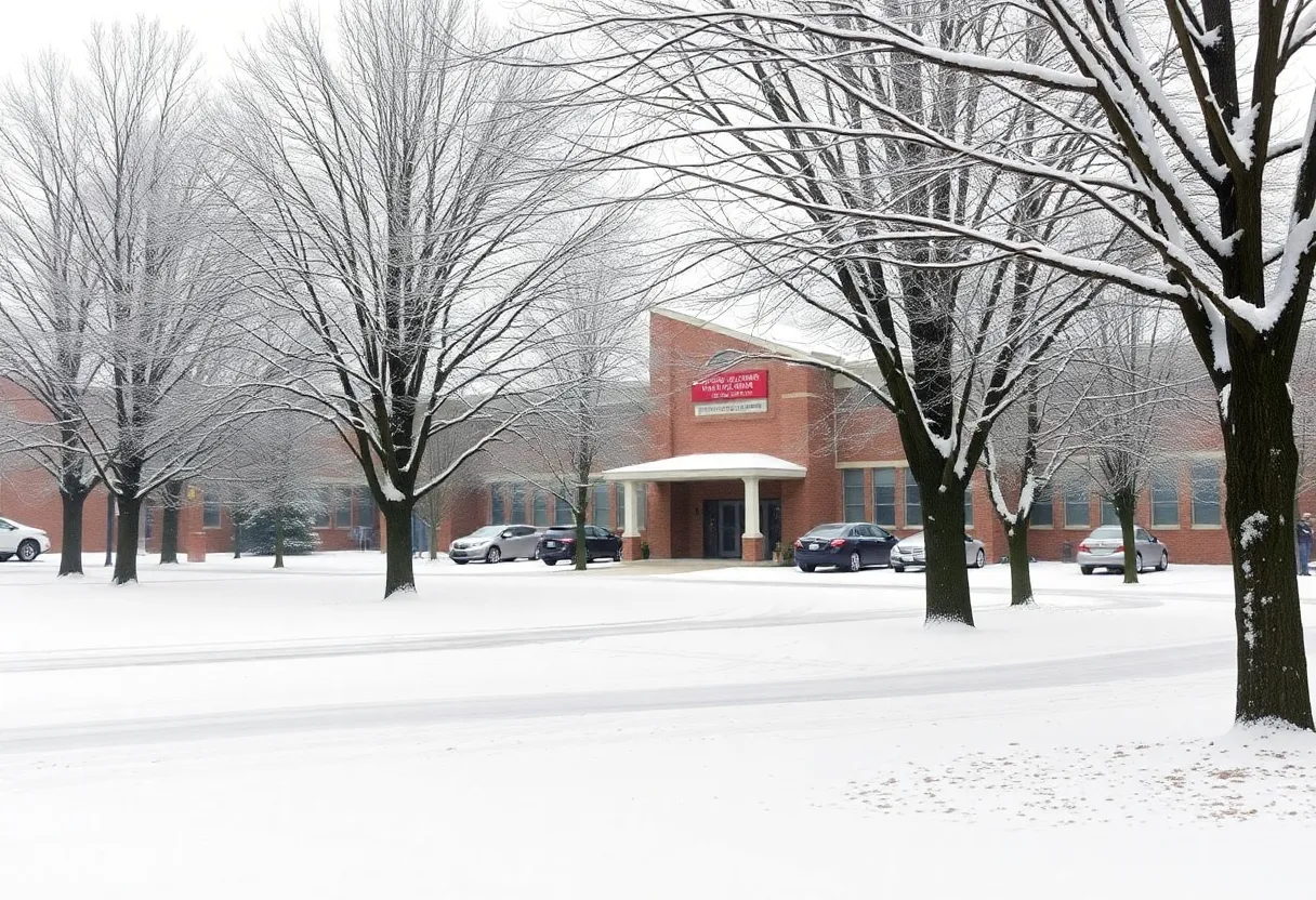 A snowy Kentucky school during winter season