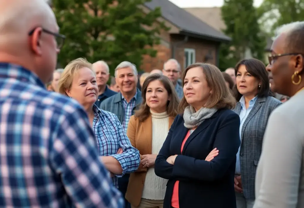 Voters in Kentucky discussing political issues at a community event