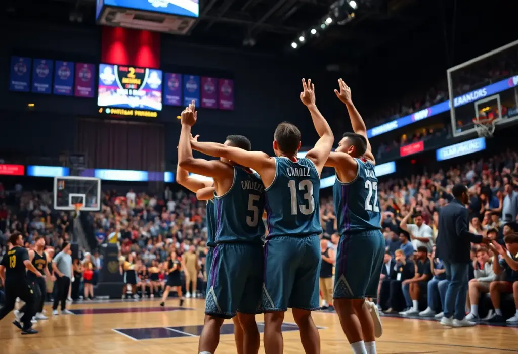 Kentucky Wildcats basketball team celebrating a victory