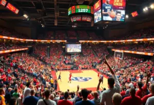 Fans celebrating the Kentucky Wildcats victory