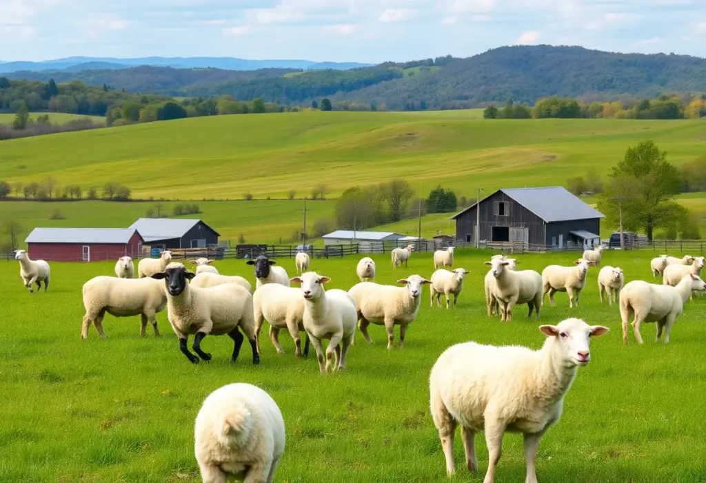 Sheep grazing on a Kentucky farm during Lamb Month