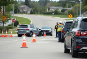 Emergency responders at a crash scene in Lexington, Kentucky