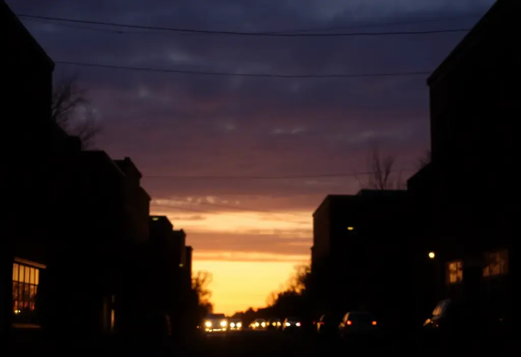 Silhouetted city street in Lexington, Kentucky, representing crime and investigation.