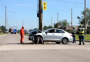 Car crash into a utility pole on South Broadway in Lexington KY