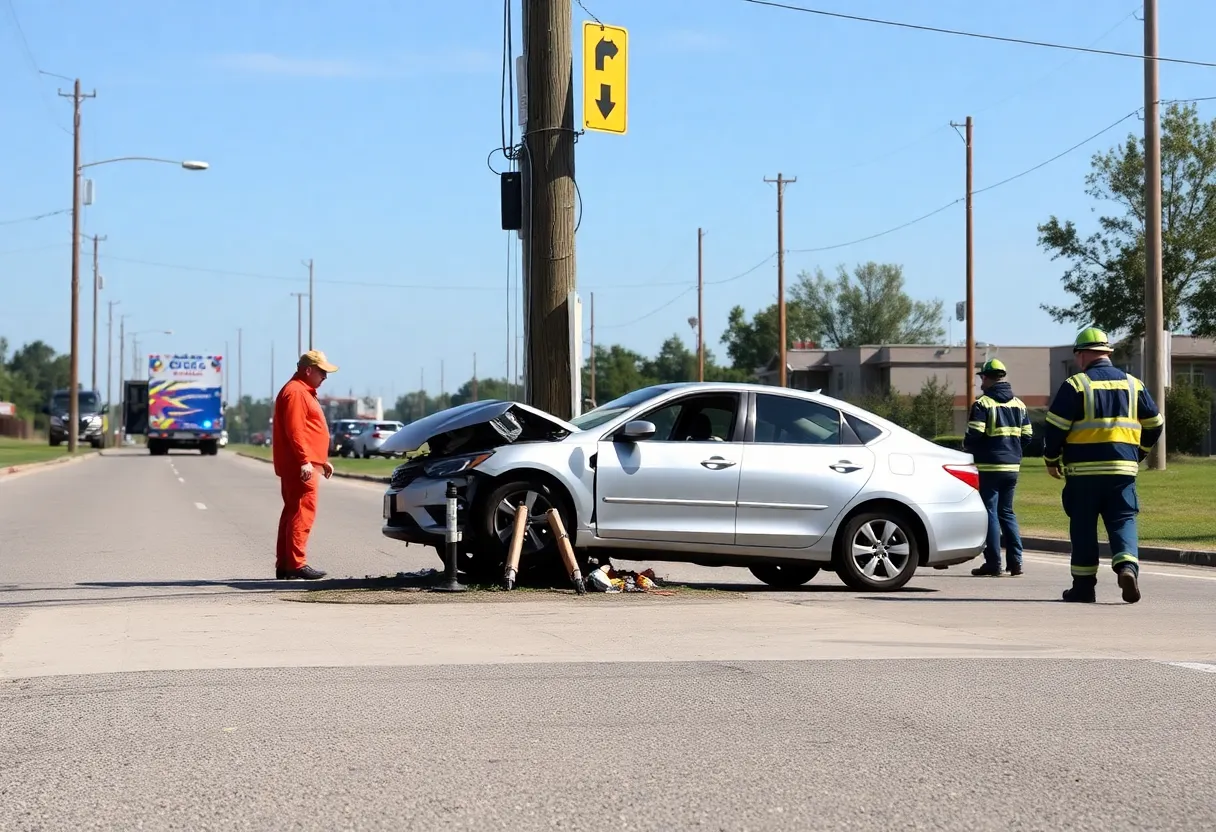 Car crash into a utility pole on South Broadway in Lexington KY