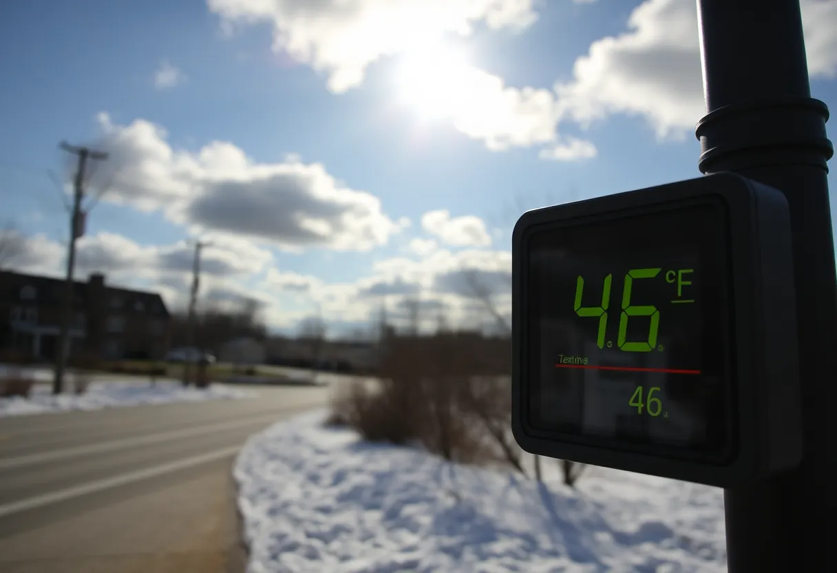 Weather in Lexington KY showing winter landscape with moderate temperatures.
