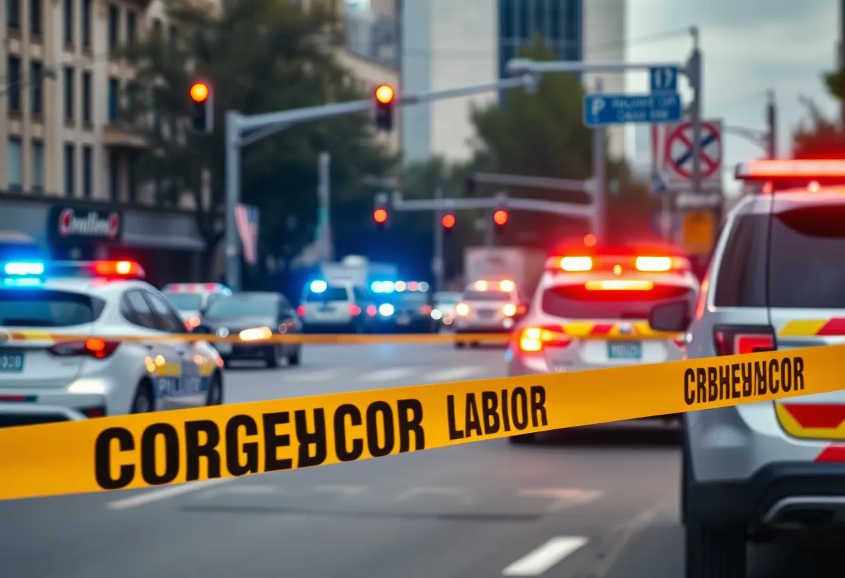 Police officers at a crime scene in Lexington, Kentucky