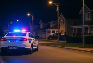Police car at a shooting scene in Lexington neighborhood