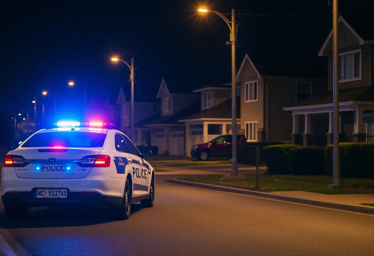 Police car at a shooting scene in Lexington neighborhood