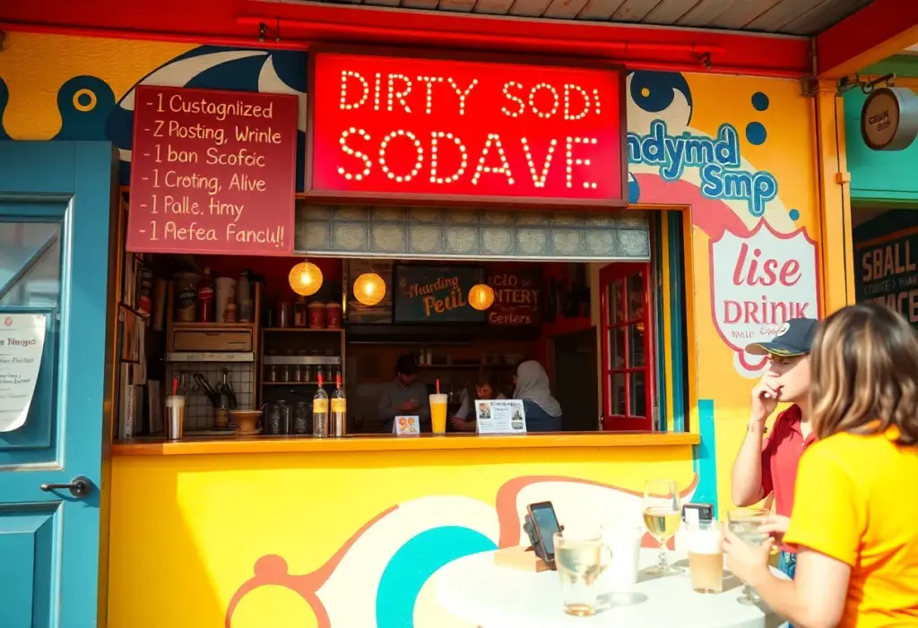 New brick-and-mortar location of the Lexington dirty soda shop with happy customers.