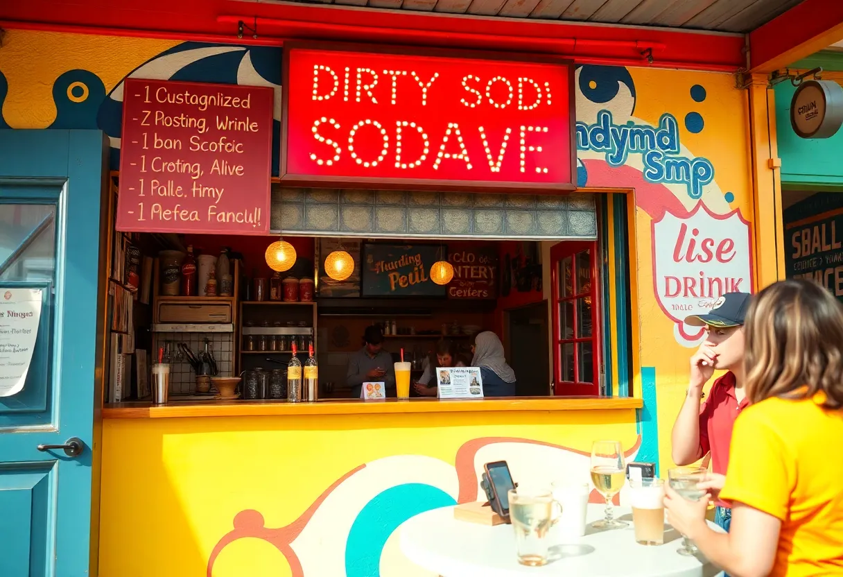 New brick-and-mortar location of the Lexington dirty soda shop with happy customers.