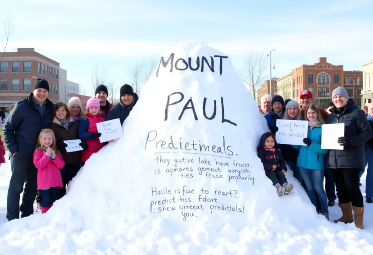 Community members participating in the Mount Paul snow pile contest in Lexington.