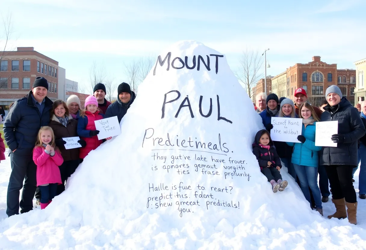 Community members participating in the Mount Paul snow pile contest in Lexington.