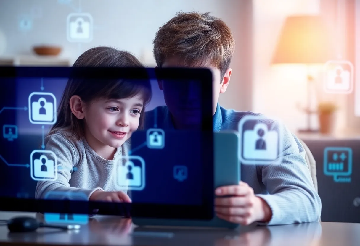 Graphic illustrating online safety measures for children