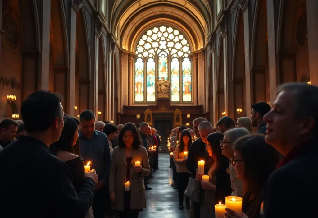 Community members gathered in prayer at Christ Church Cathedral