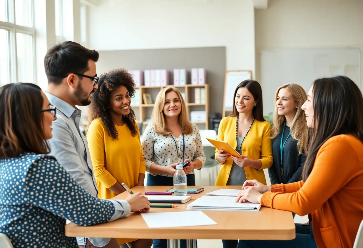 Workshop at the UK Teaching Excellence Symposium featuring educators collaborating.