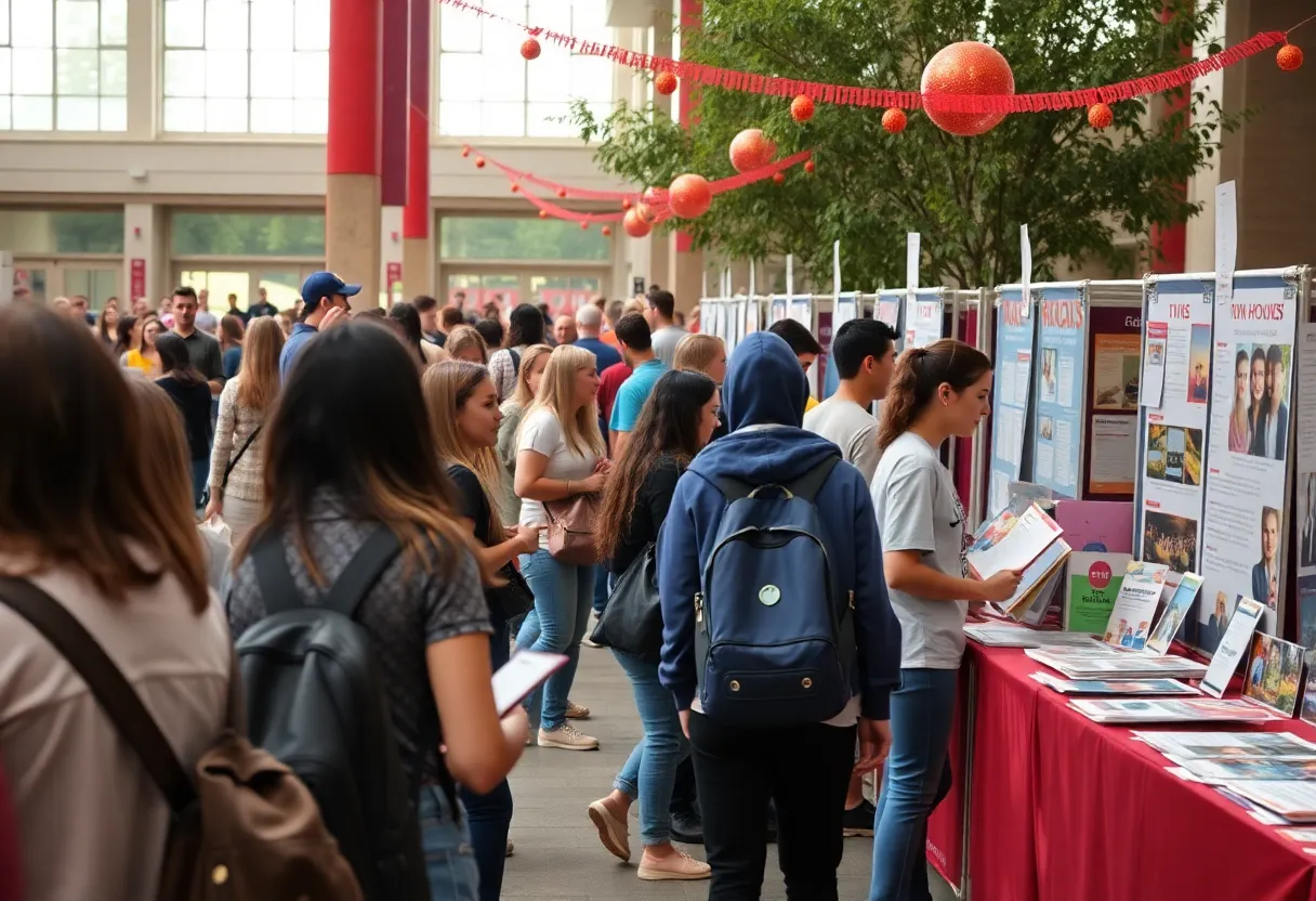 Students attending the University of Kentucky open house event exploring educational opportunities.