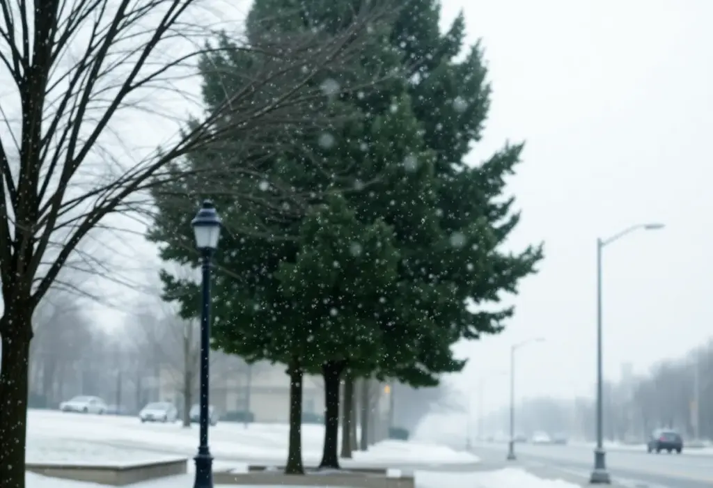 Winter storm with snow and rain in Lexington, Kentucky