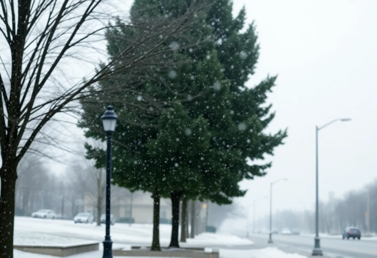 Winter storm with snow and rain in Lexington, Kentucky