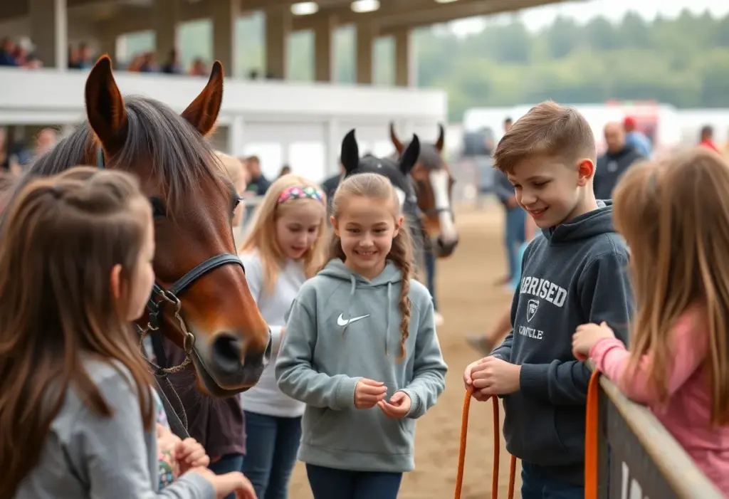 Young individuals participating in harness racing activities